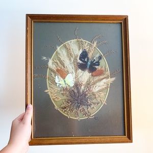 Pressed floral and butterflies artwork